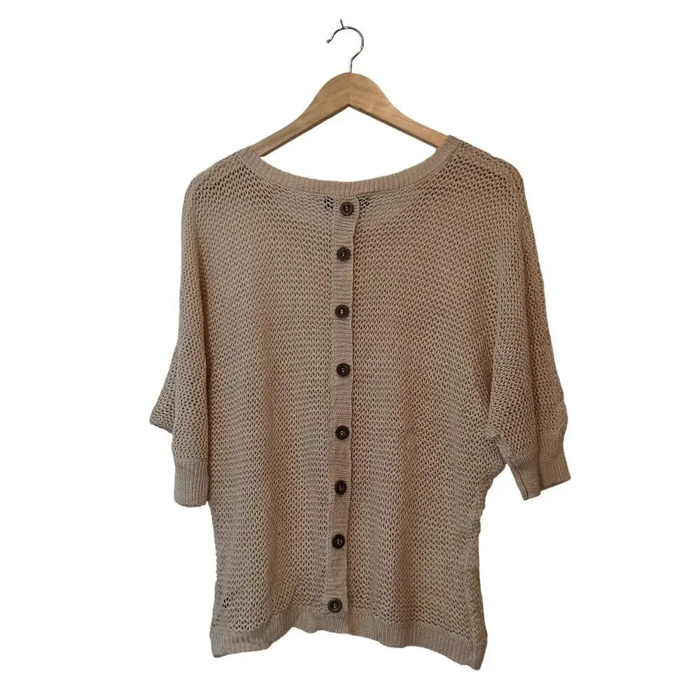 Q 1982 Cream Open Knit Dolman Sleeve Sweater Size Large - Picture 5 of 7